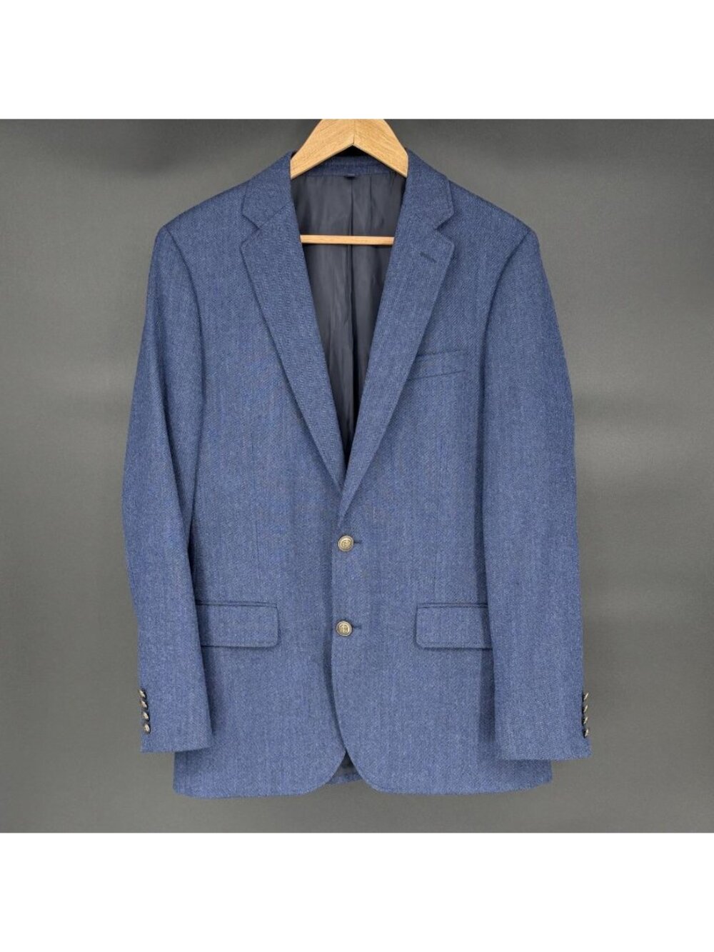 J.Crew Thompson University Blazer Mens 38R Blue Wool Blend Anchor Button AZ239